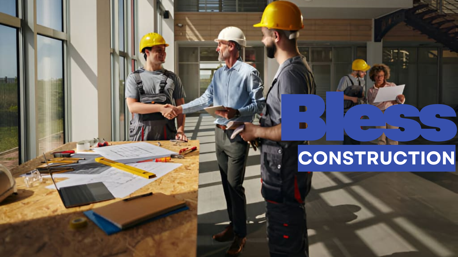 Commercial contractor team working on-site