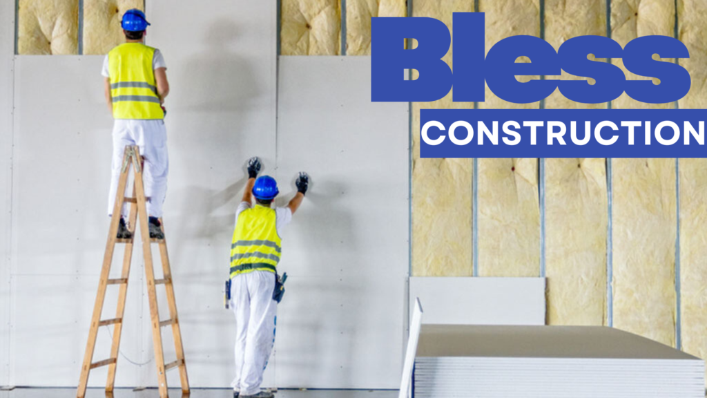 Professional drywall subcontractors installing and finishing walls with smooth surface