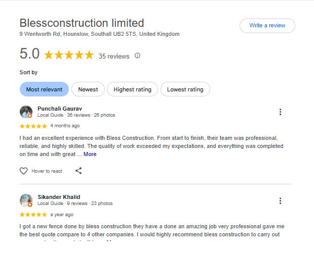 Trusted Builders UK construction project by Blessconstruction team